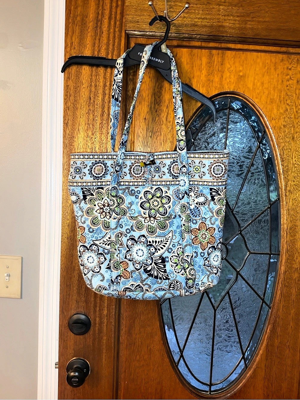 Vera Bradley Vera Tote Floral Tote in Blue & White